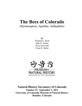 The Bees of Colorado (Hymenoptera: Apoidea: Anthophila)