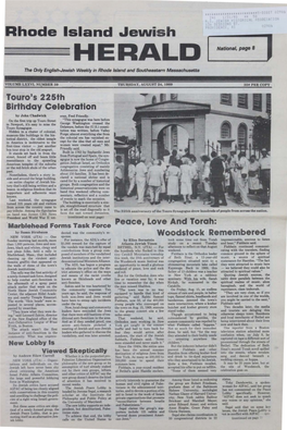 AUGUST 24, 1989 35T PER COPY Touro's 225Th Birthday Celebration by John Chadwick Eran, Fred Friendly
