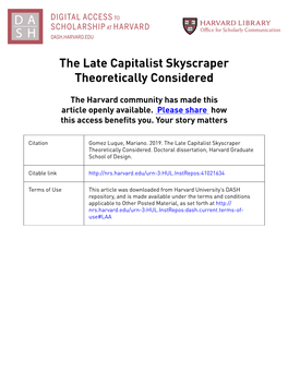 The Late Capitalist Skyscraper Theoretically Considered