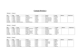 Camogie Fixtures Feile