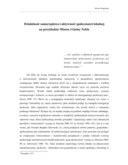 Działalność Samorządowa I Aktywność Społeczności Lokalnej Na Przykładzie Miasta I Gminy Nekla