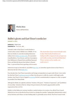 Balibo's Ghosts and East Timor's Media Law AUGUST 5, 2014