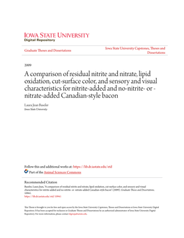 A Comparison of Residual Nitrite and Nitrate, Lipid Oxidation, Cut-Surface