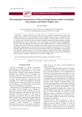 Biostratigraphic Interpretation of Miocene Holoplanktonic Mollusc Assemblages from Gargano and Salento (Puglia), Italy