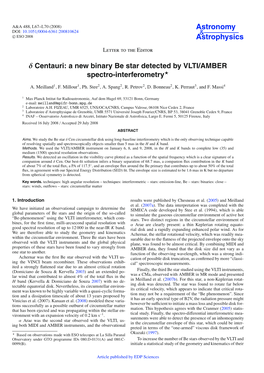 A New Binary Be Star Detected by VLTI/AMBER Spectro-Interferometry