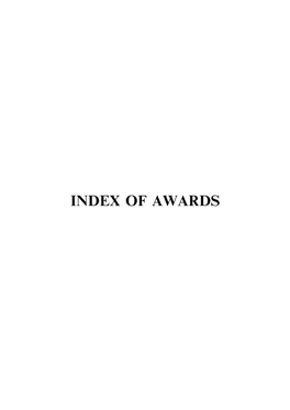 Index of Awards the - Aac