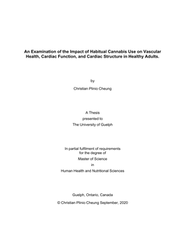 An Examination of the Impact of Habitual Cannabis Use on Vascular Health, Cardiac Function, and Cardiac Structure in Healthy Adults