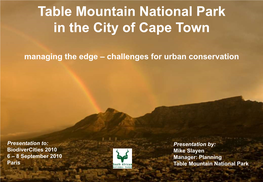 Table Mountain National Park in the City of Cape Town