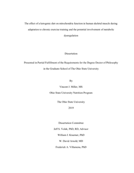 The Effect of a Ketogenic Diet on Mitochondria Function in Human Skeletal Muscle During