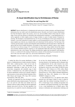 A Visual Identification Key to Orchidaceae of Korea