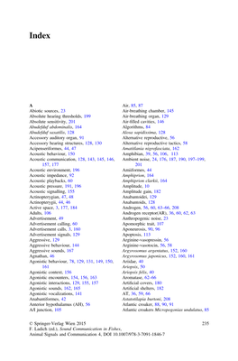 A Abiotic Sources, 23 Absolute Hearing Thresholds, 199 Absolute