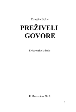 Dragiša Božić PREŽIVELI GOVORE