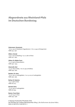 Abgeordnete Aus Rheinland-Pfalz Im Deutschen Bundestag