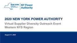 2020 NEW YORK POWER AUTHORITY Virtual Supplier Diversity Outreach Event Western NYS Region