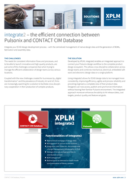 Integrate2 – the Efficient Connection Between Pulsonix and CONTACT CIM Database