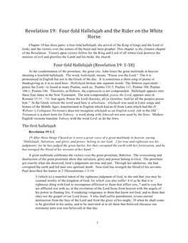 Revelation 19: Four-Fold Hallelujah and the Rider on the White Horse