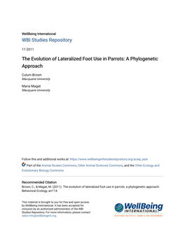 The Evolution of Lateralized Foot Use in Parrots: a Phylogenetic Approach