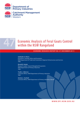 Economic Analysis of Feral Goat Control Within the NSW Rangeland