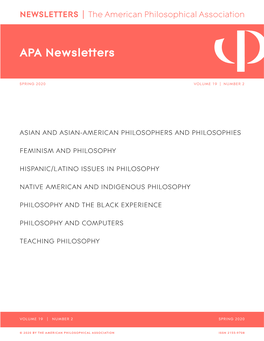 APA Newsletters, Spring 2020