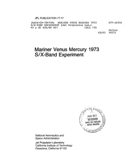 Mariner Venus Mercury 1973 S/X-Band Experiment