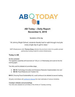 AB Today – Daily Report November 6, 2019
