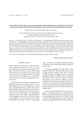 Functional Grouping and Establishment of Distribution Patterns of Invasive Plants in China Using Self-Organizing Maps and Indicator Species Analysis