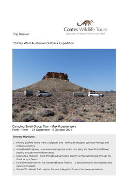 Trip Dossier WA Outback 2021