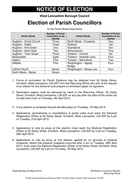 Notice of Election