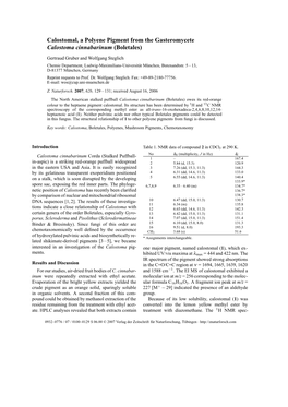 Calostomal, a Polyene Pigment from the Gasteromycete Calostoma Cinnabarinum (Boletales)