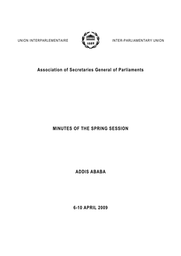 Association of Secretaries General of Parliaments MINUTES of THE