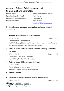 (Public Pack)Agenda Document for Culture, Welsh Language And