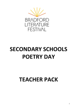 Secondary Schools Poetry Day Teacher Pack