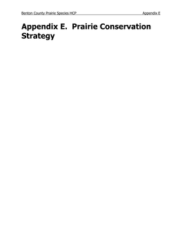 Appendix E. Prairie Conservation Strategy