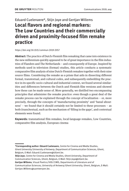 The Low Countries and Their Commercially Driven and Proximity-Focused Film Remake Practice