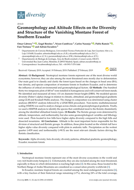 Geomorphology and Altitude Effects on the Diversity and Structure of the Vanishing Montane Forest of Southern Ecuador