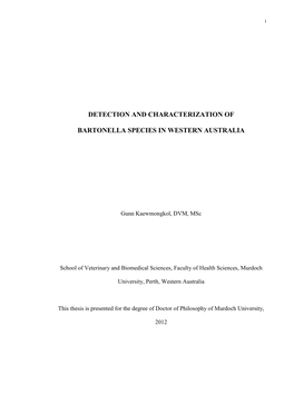 Detection and Characterization of Bartonella Species in Western Australia