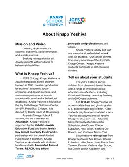 About Knapp Yeshiva