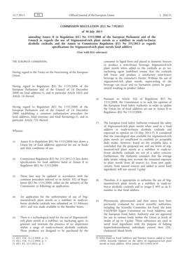 No 739/2013 of 30 July 2013 Amending Annex II to Regulation (EC)