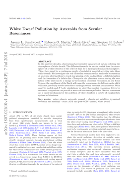White Dwarf Pollution by Asteroids from Secular Resonances