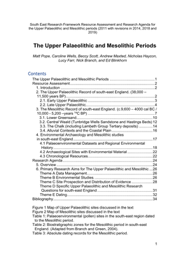 Upper Palaeolithic and Mesolithic Periods (2011 with Revisions in 2014, 2018 and 2019)