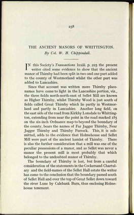 238 the ANCIENT MANORS of WHITTINGTON. by Col. W. H