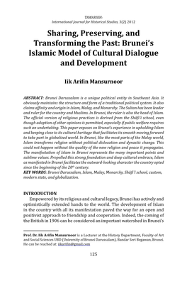 Brunei's Islamic Model of Cultural Dialogue and Development