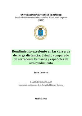 Rendimiento Excelente En Las Carreras De Larga Distancia: Estudio Comparado De Corredores Kenianos Y Españoles De Alto Rendimiento