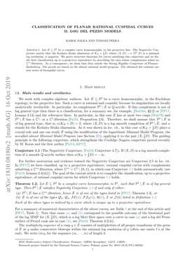 Arxiv:1810.08180V2 [Math.AG] 16 Oct 2019