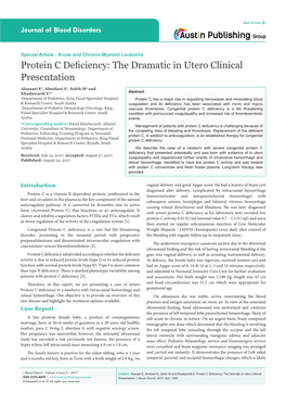 Protein C Deficiency: the Dramatic in Utero Clinical Presentation