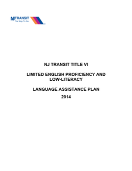 Nj Transit Title Vi Limited English Proficiency and Low-Literacy