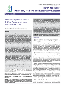 Immune Response in Various Diffuse Parenchymal Lung Disorders (Dplds)