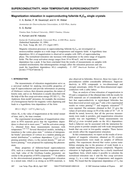 Superconductivity, High Temperature Superconductivity