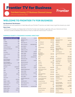 Frontier TV Fairfield County, CT Business Channel Lineup and TV