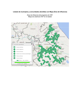 Área De Influencia Del Programa De VEF. Mapa De Cobertura VEF En El Estado